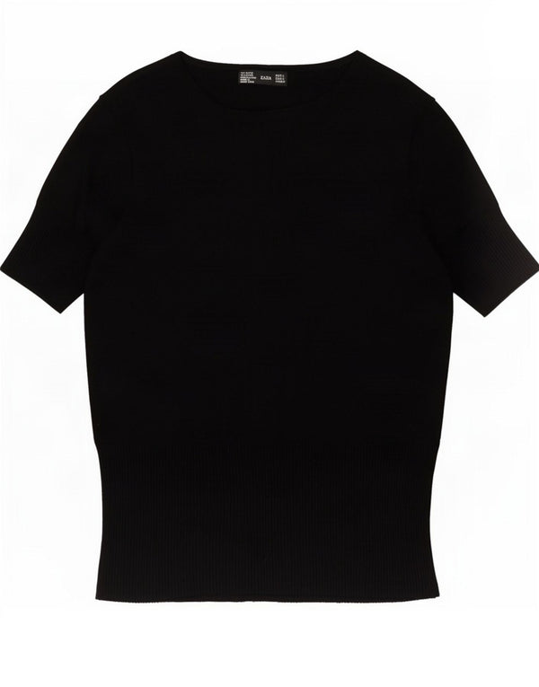 T-shirt damski Zara Top UK 14 Large, czarna wiskoza