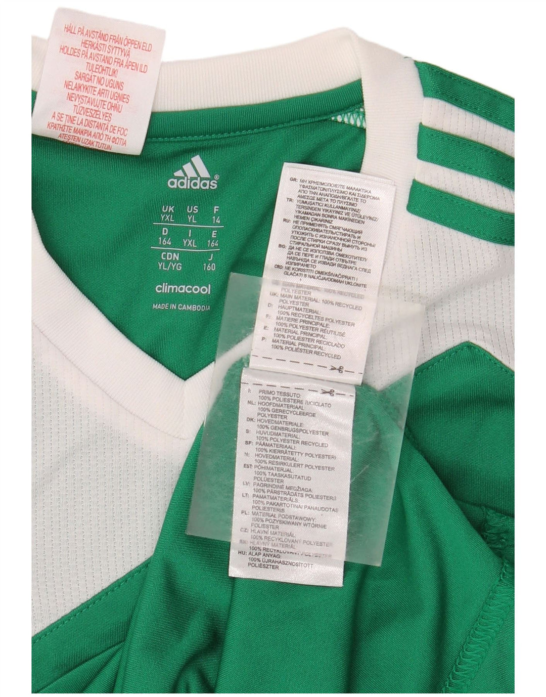 Chłopięcy T-shirt ADIDAS Climacool 13-14 lat XL, zielony, blok kolorów