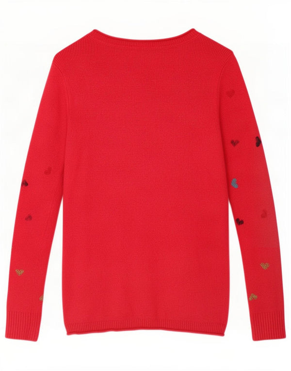 Damski sweter White Stuff z graficznym dekoltem w łódkę UK 8 Small Red Heart