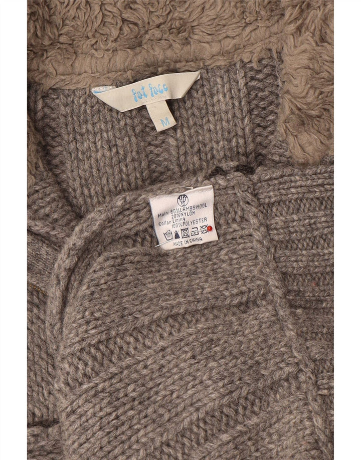Męski sweter z zamkiem błyskawicznym Fat Face Średni szary wełniany
