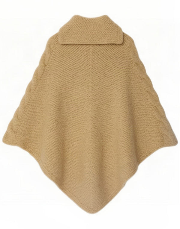 Damski sweter ponczo w stylu vintage, jeden rozmiar, beżowy, klasyczny