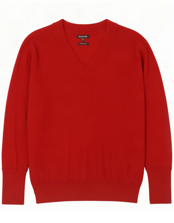 Damski sweter z dekoltem w serek Massimo Dutti UK 10 Small Burgundy
