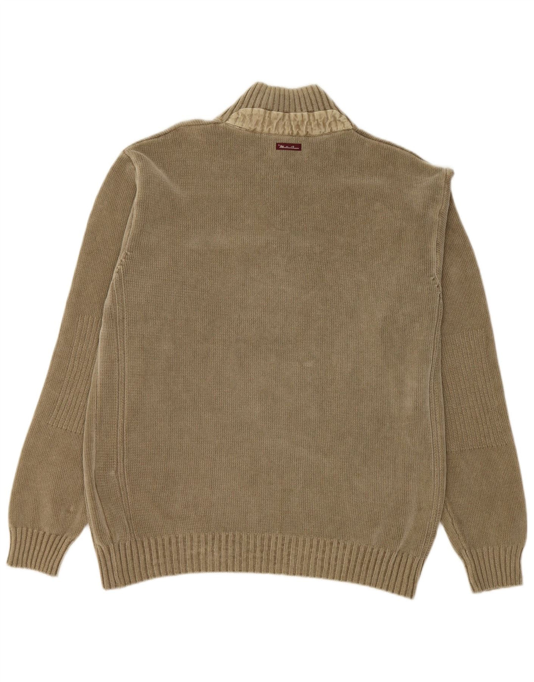 MARLBORO CLASSICS Męski sweter zapinany pod szyją XL, bawełniany khaki
