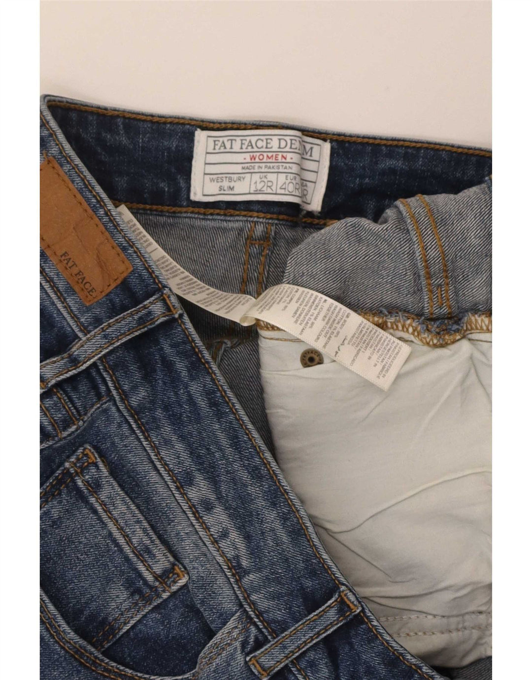 Damskie jeansy slim Fat Face UK 12 Medium W32 L30 Niebieskie bawełniane