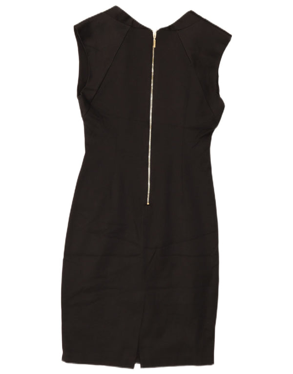 Zara Womens Sleeveless Sheath Dress UK 12 Medium Black Cotton