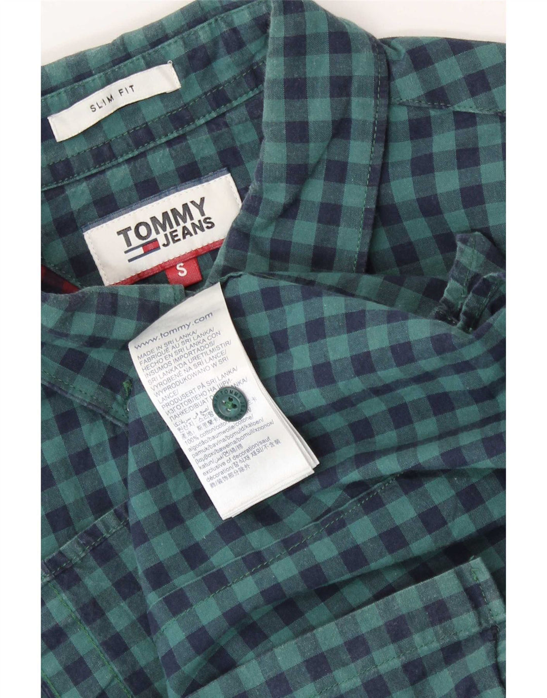 Koszula męska Tommy Hilfiger Slim Fit, mała, granatowa, bawełniana w kratkę