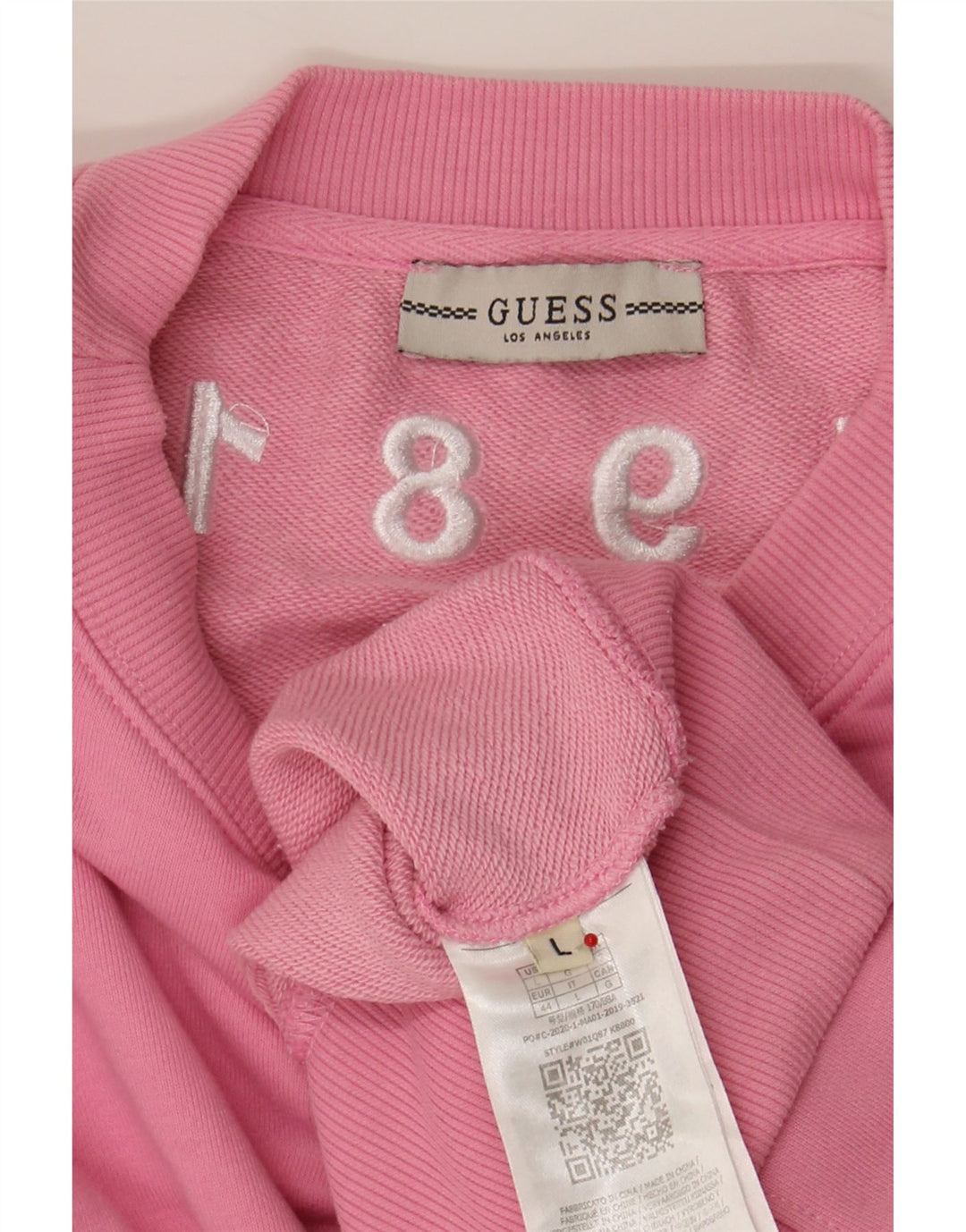 GUESS Womens Oversized Sweatshirt Jumper UK 16 Large Pink Colourblock Vintage Guess and Second-Hand Guess from Messina Hembry 