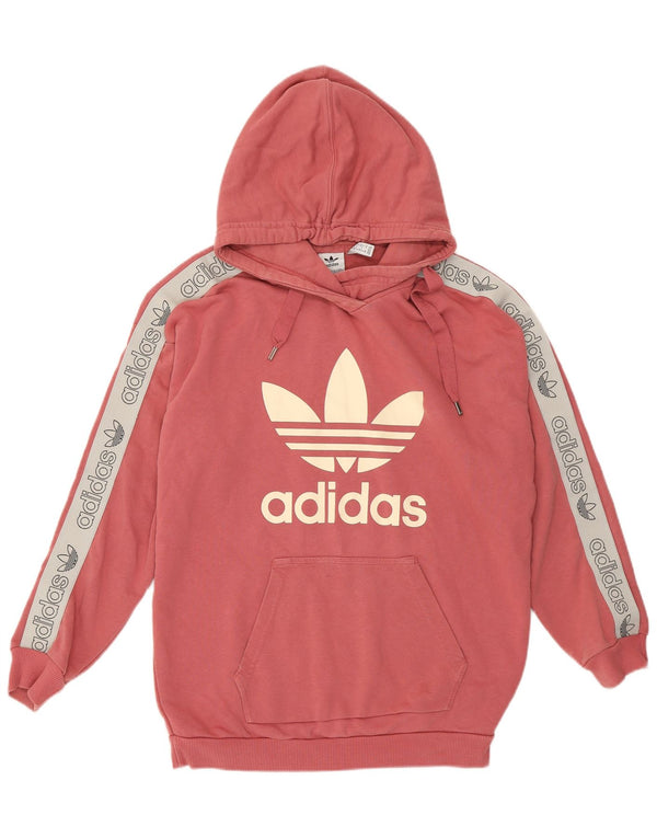 Damska bluza z kapturem ADIDAS z grafiką UK 12, bawełna w kolorze średniego różu