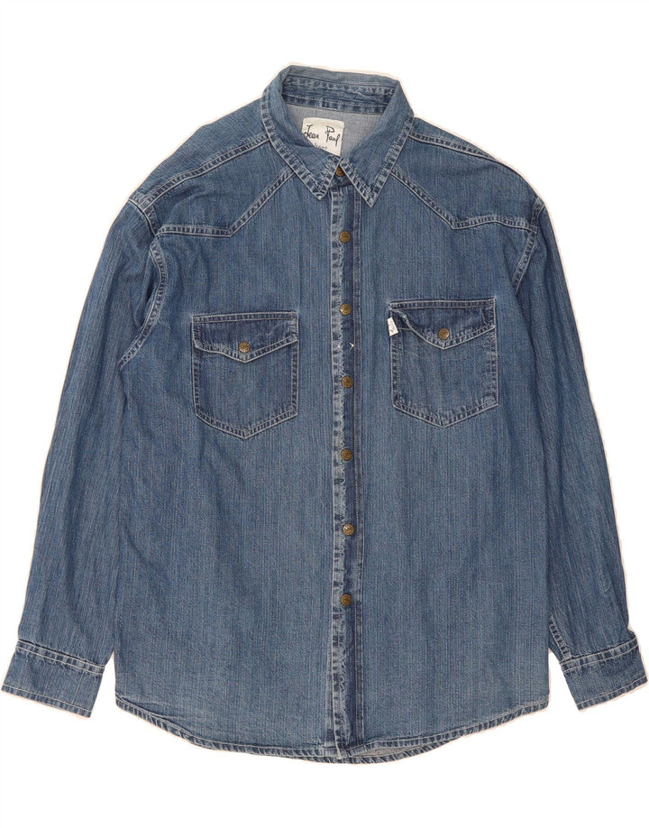 JEAN PAUL Mens Denim Shirt Large Blue Cotton Vintage Jean Paul and Second-Hand Jean Paul from Messina Hembry 