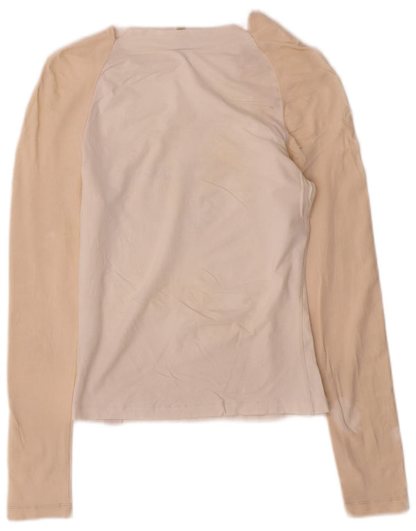 Damski top z grafiką Calvin Klein Jeans z długim rękawem, UK 6 XS, biały, blok kolorów