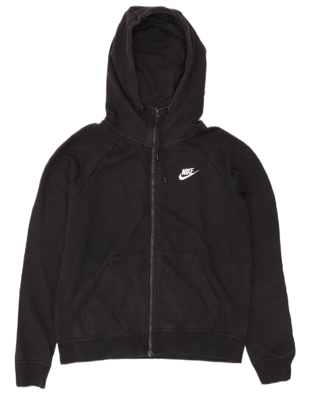Damski sweter oversize z kapturem i zamkiem NIKE UK 10, mały, czarny, bawełniany