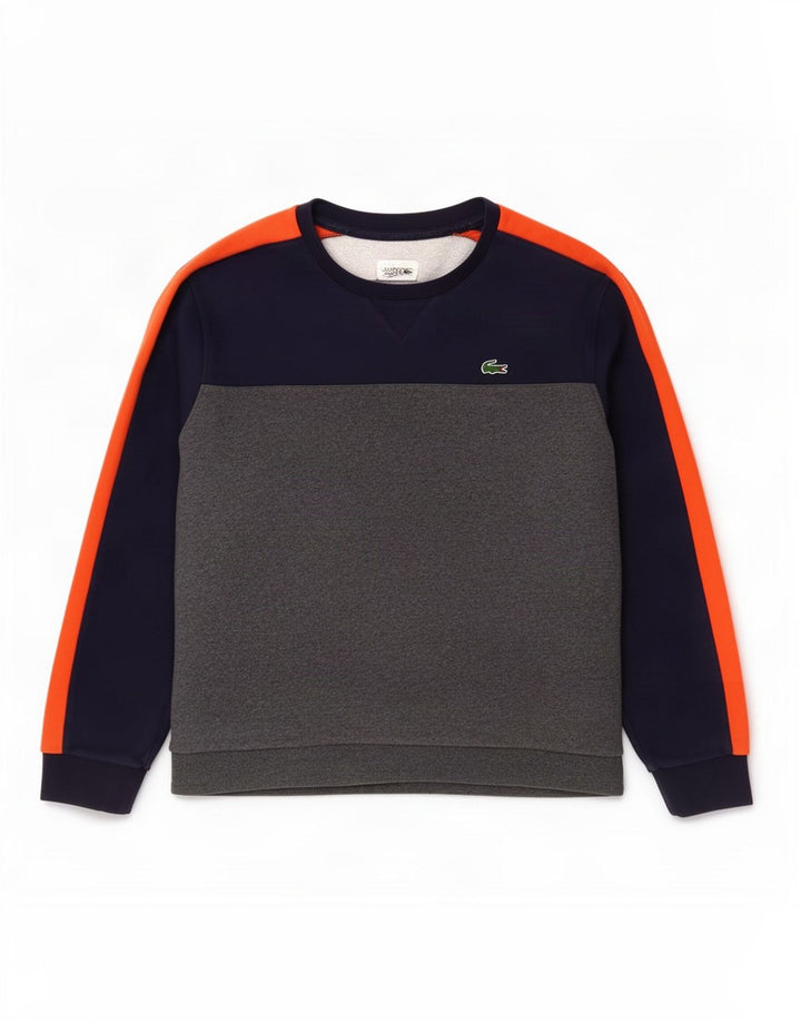 Męska bluza Lacoste, rozmiar 8, 3XL, szara bawełna z blokami kolorów