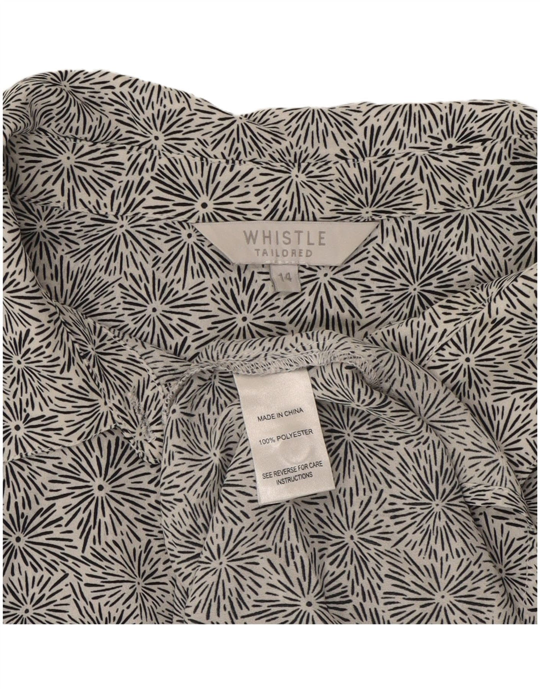 WHISTLE Womens Tailored Abstract Pattern Shirt Blouse UK 14 Large  White