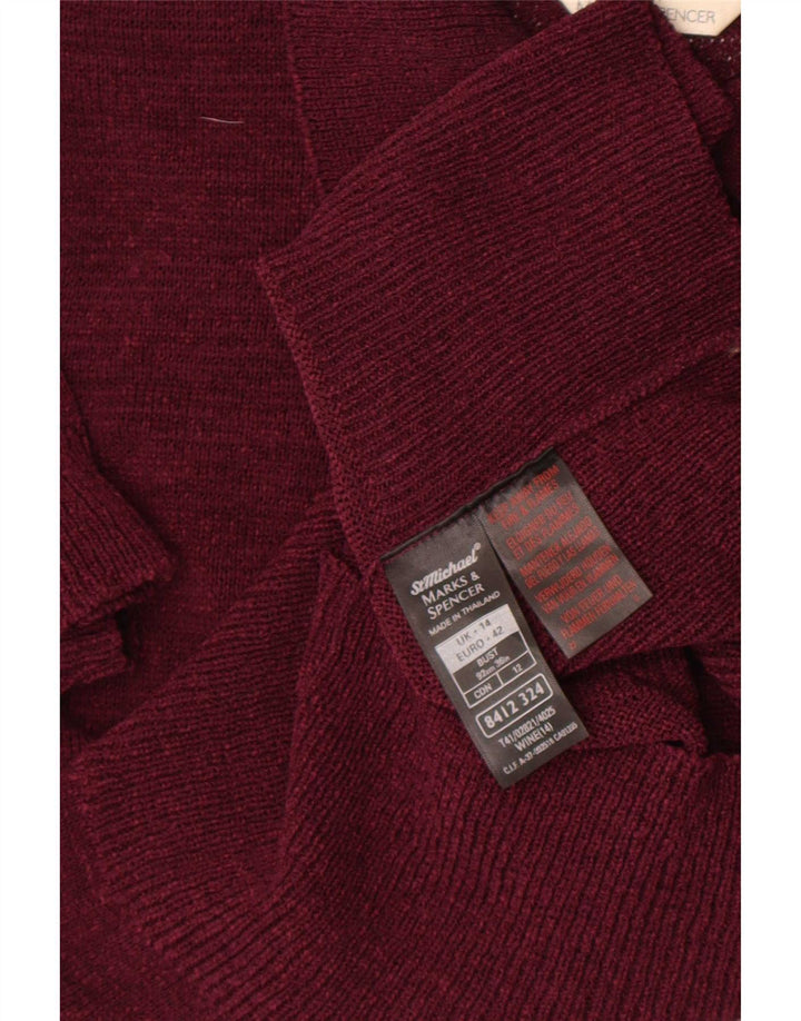 Marks & Spencer Krótki sweter damski, UK 14, średni burgund