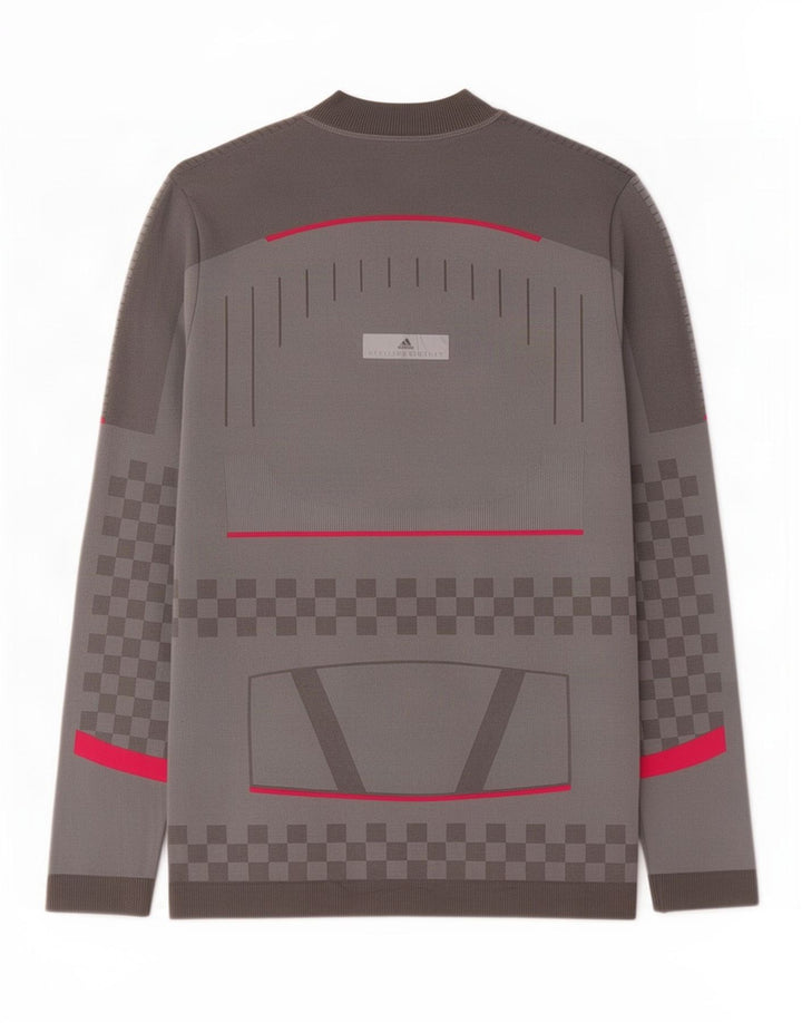 Adidas damski sweter dresowy Top UK 14 duży szary geometryczny poliester