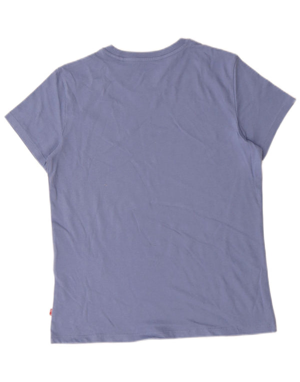 Levi's Womens Graphic T-Shirt Top UK 14 Medium Blue Cotton