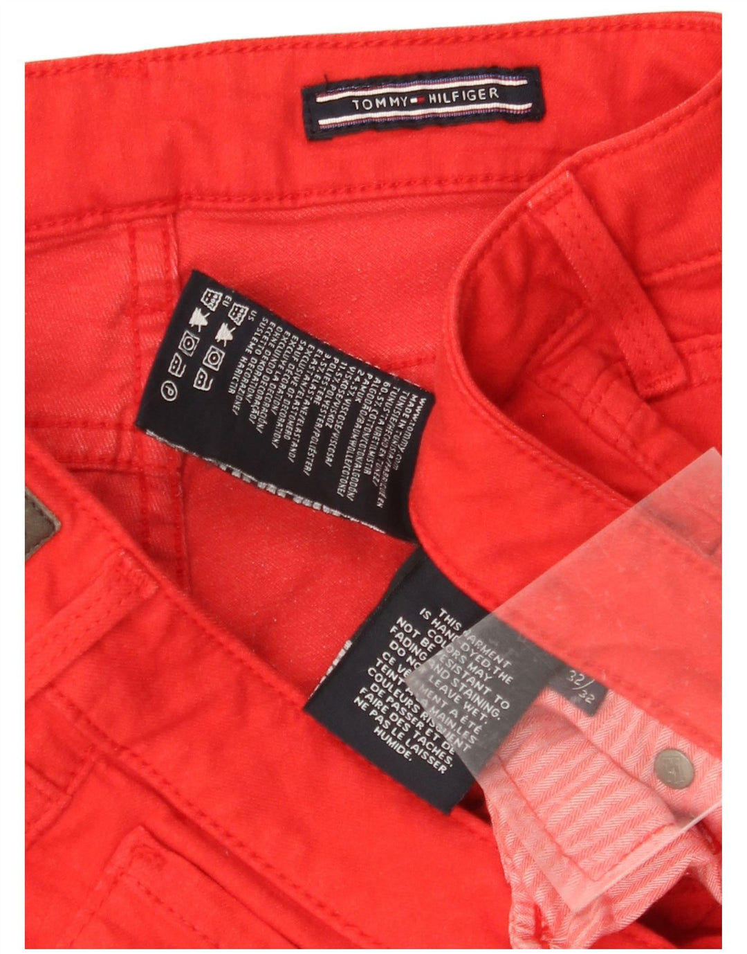 Damskie spodnie obcisłe TOMMY HILFIGER W32 L32 Czerwone bawełniane