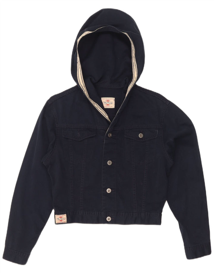 Damska kurtka jeansowa Benetton Oversize z kapturem IT 40, mała, granatowa