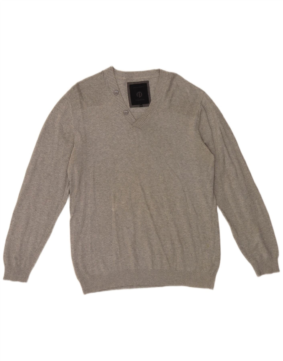 Męski sweter Jack & Jones z dekoltem w kształcie litery V, XL, szary, bawełniany