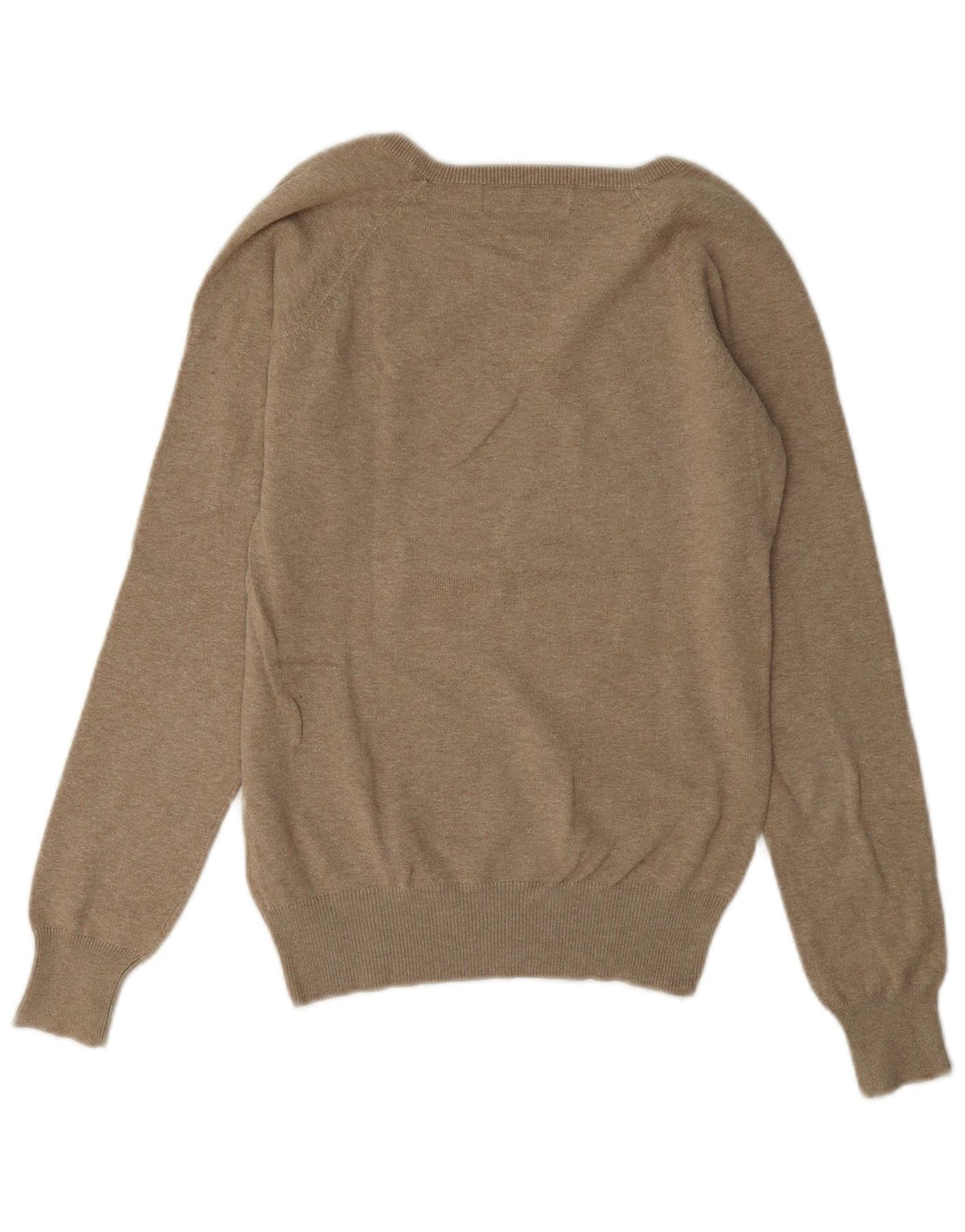 Sweter damski Zara z dekoltem w kształcie litery V, UK 14, średni brązowy, bawełniany
