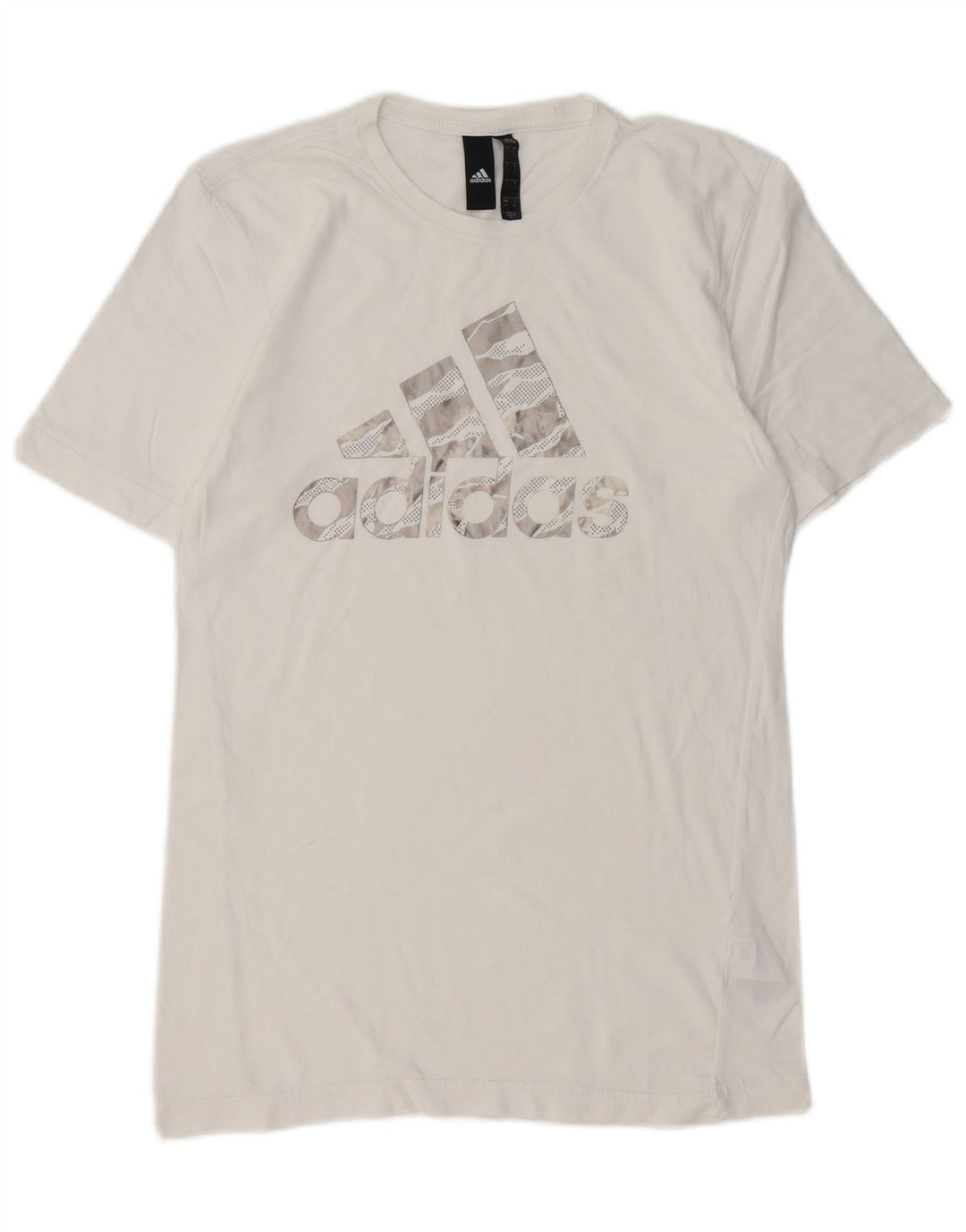 Męski T-shirt z grafiką ADIDAS, mały, biały, bawełniany