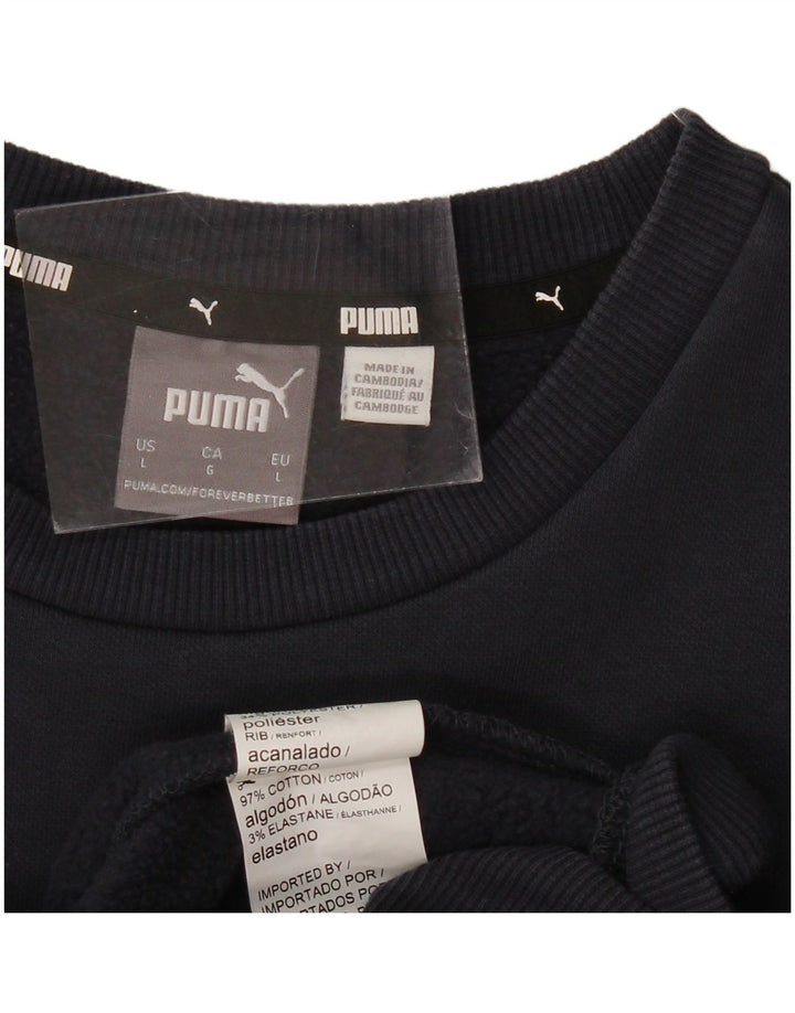 PUMA Mens Sweatshirt Jumper Large Navy Blue Cotton