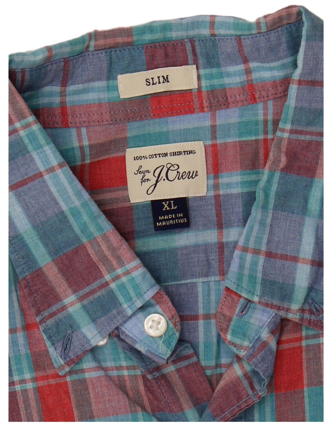 J. Crew Męska koszula slim XL w niebieską kratkę, bawełniana