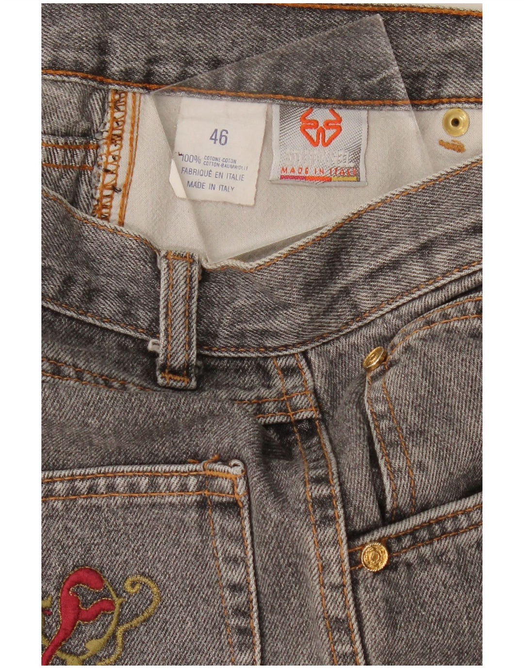 Vintage damskie dżinsy z wysokim stanem IT 46 Large W28 L29 szara bawełna