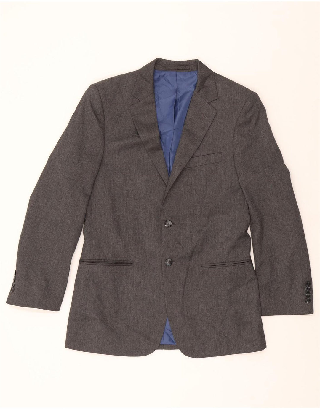 MARKS & SPENCER Mens Regular Fit 2 Button Blazer Jacket UK 38 Medium Grey Vintage Marks & Spencer and Second-Hand Marks & Spencer from Messina Hembry 
