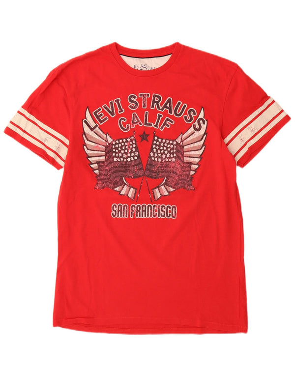 Męski T-shirt z grafiką LEVI'S San Francisco, bawełniany, średni, czerwony