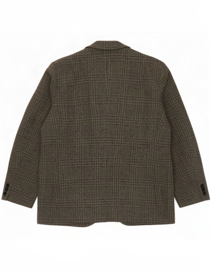 Męska marynarka zapinana na 3 guziki Harris Tweed UK 38 Medium Khaki w pepitkę