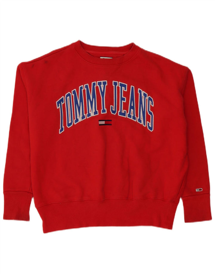 Damska bluza oversize Tommy Hilfiger z grafiką UK 14, średnia czerwień
