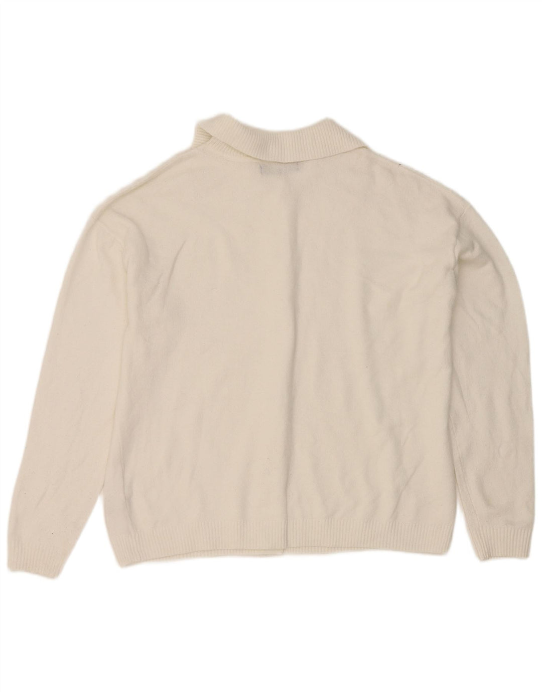 Marks & Spencer Damski sweter kardigan UK 14 Średni biały poliester