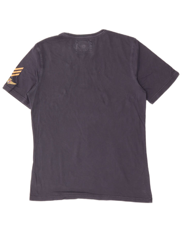 AVIAZIONE NAVALE Mens Graphic T-Shirt Top Large Navy Blue Cotton