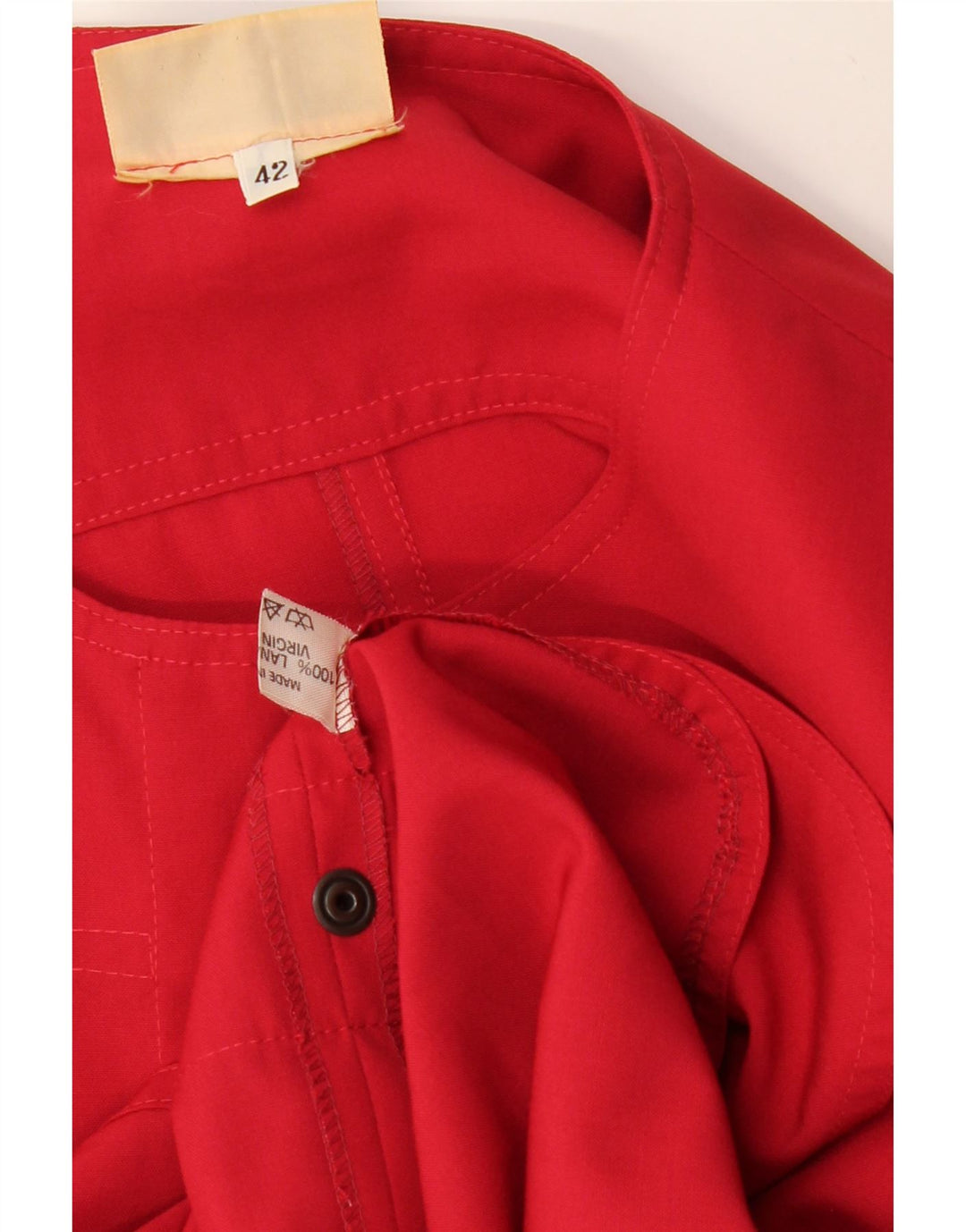 Damska bluzka koszulowa VINTAGE IT 42 Średnia czerwona wełna dziewicza