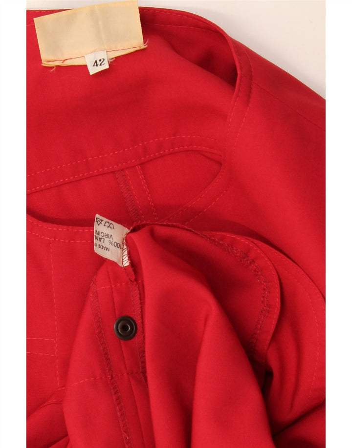 Damska bluzka koszulowa VINTAGE IT 42 Średnia czerwona wełna dziewicza