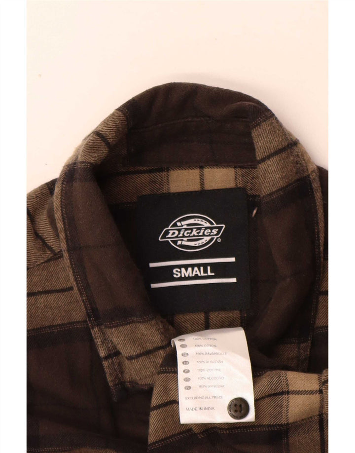 Męska koszula flanelowa Dickies w małą brązową kratkę, bawełniana