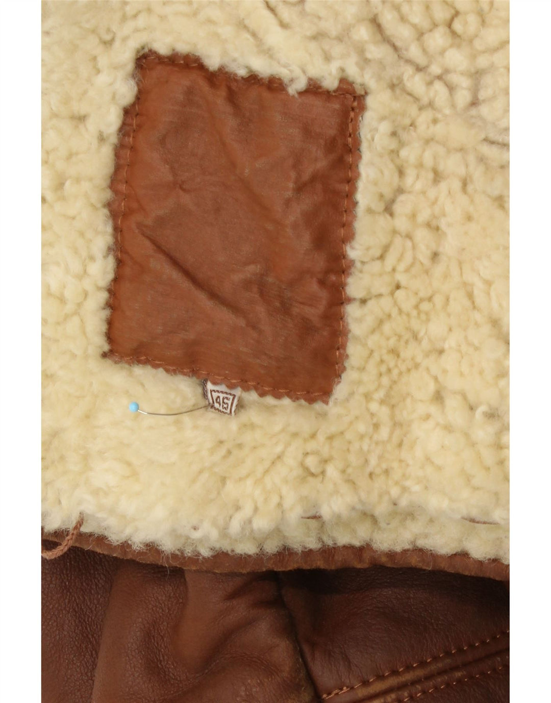Vintage męska luźna kurtka shearling IT 46 mała brązowa skóra