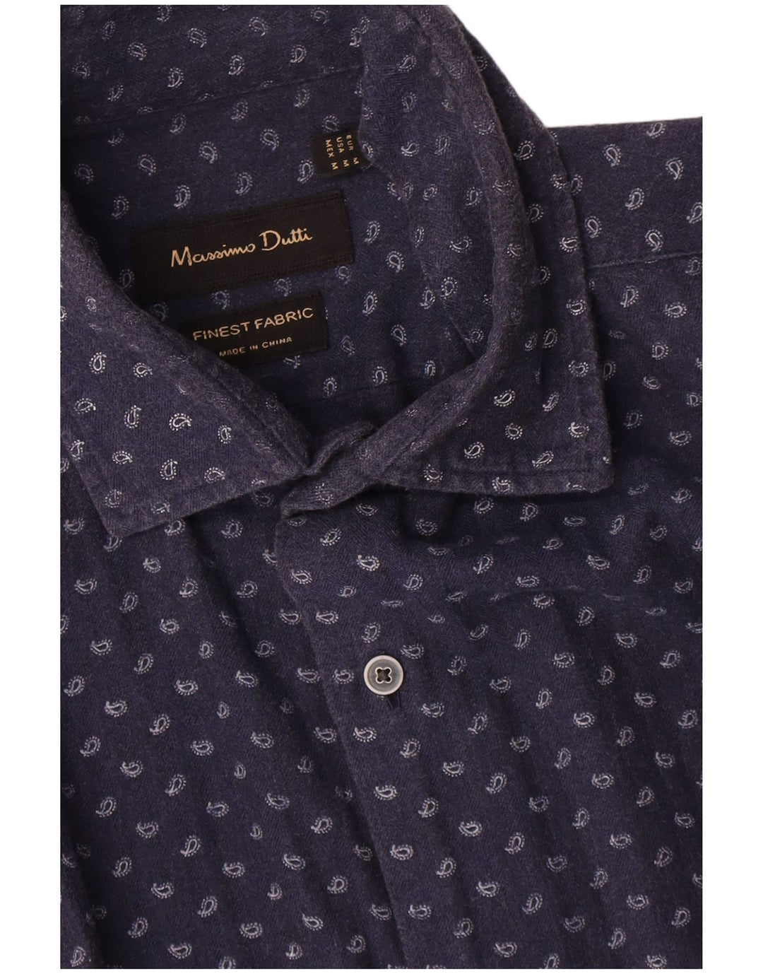 Koszula męska Massimo Dutti, średnia, granatowa, bawełniana paisley