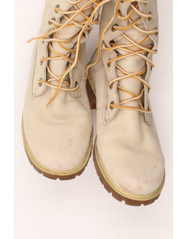 Timberland Damskie skórzane buty do kolan, rozmiar brytyjski 6, beżowa skóra