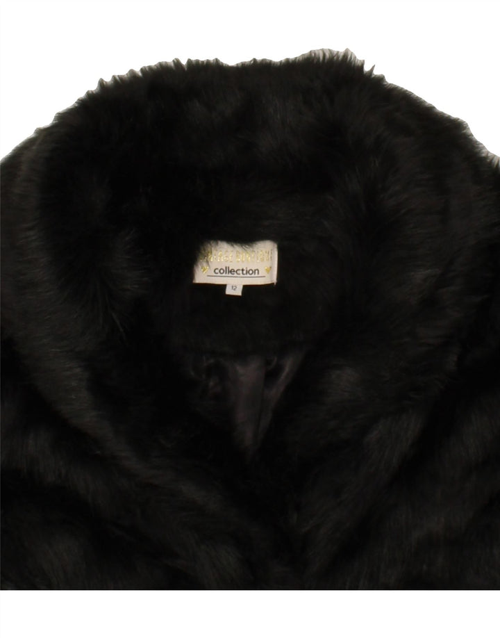 VINTAGE Womens Faux Fur Coat UK 12 Medium Black Modacryl Vintage Vintage and Second-Hand Vintage from Messina Hembry 