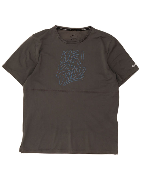 Męski T-shirt z grafiką Nike Dri Fit, średnioszary, poliestrowy