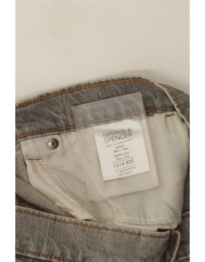 Marks & Spencer Męskie proste dżinsy W34 L31 Szara bawełna