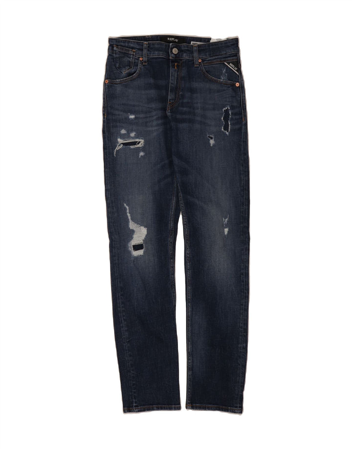 REPLAY Womens Marty Distressed Slim Jeans W26 L30 Blue Cotton Vintage Replay and Second-Hand Replay from Messina Hembry 