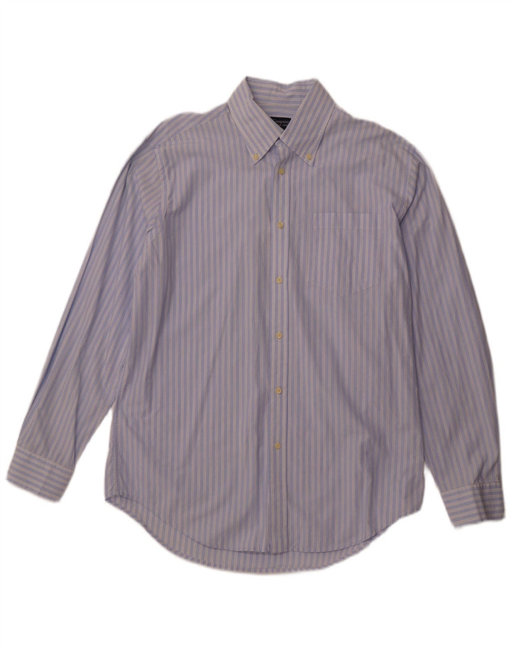 BEST COMPANY Mens Classic Fit Shirt Large Blue Striped