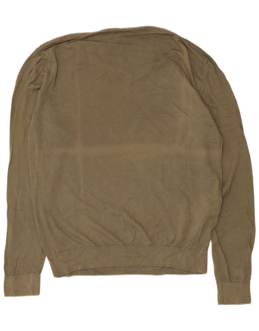 Męski sweter z dekoltem w kształcie litery V, duży khaki, Trussardi Jeans