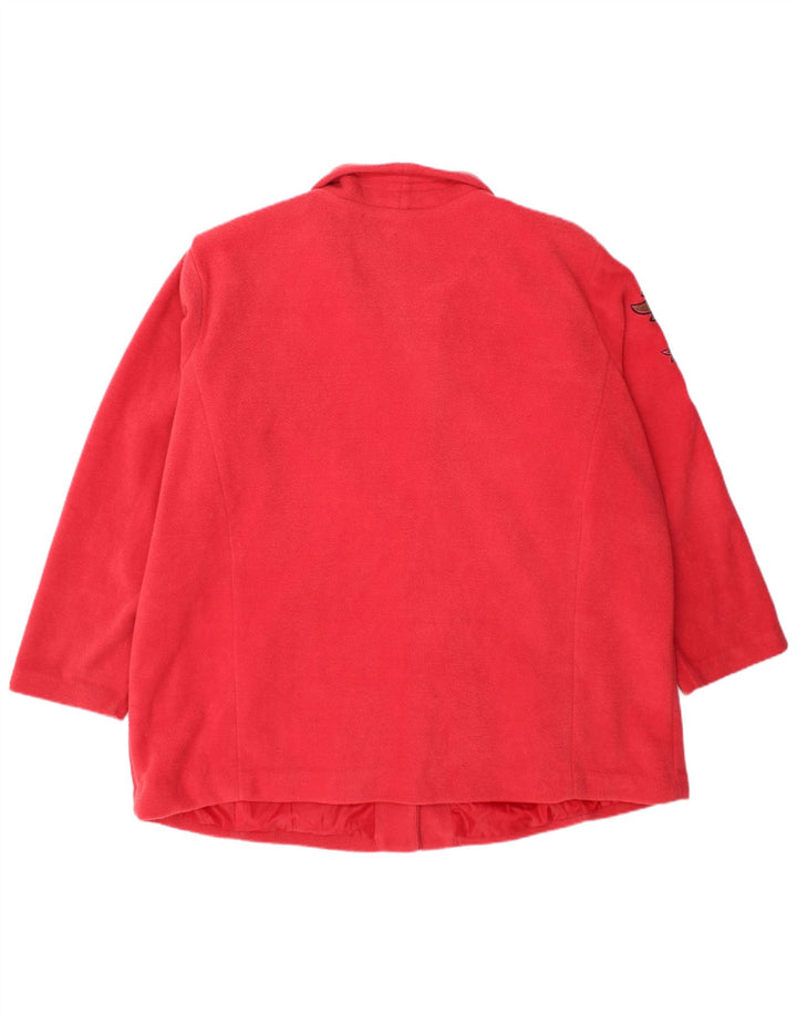 BOB MACKIE Womens Loose Fit Fleece Overcoat UK 20 2XL Red Floral Polyester