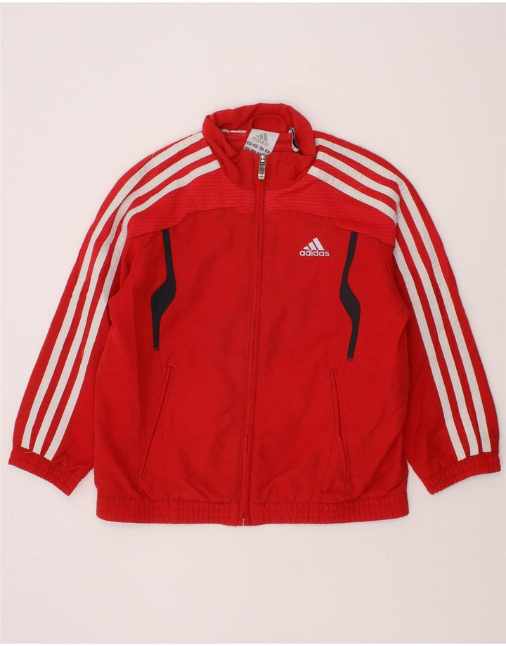 ADIDAS Boys Climalite Tracksuit Top Jacket 4-5 Years Red Vintage Adidas and Second-Hand Adidas from Messina Hembry 