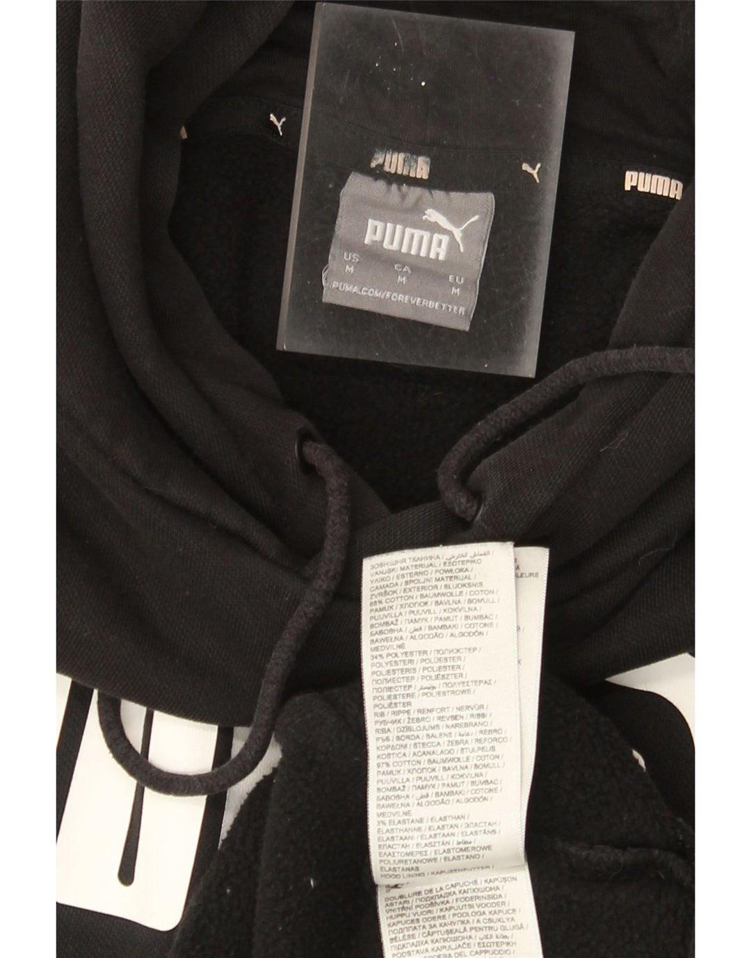 Męski sweter z kapturem Puma z grafiką, średni czarny, bawełniany