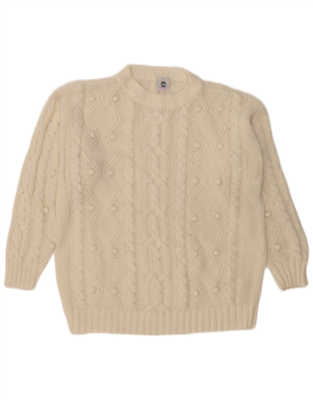 Nowy szybki damski sweter oversize z okrągłym dekoltem EU 40/42 Średni biały